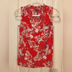 Talbots Split-neck Paisley Sleeveless Top XS
